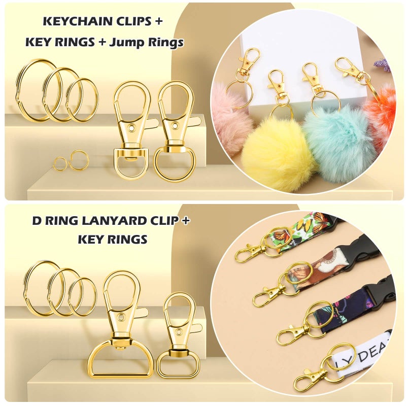 PAXCOO 300PCS Keychain Making Kit, Keychain Craft Supplies Including Key Chain Clips, Lanyard Snap Hooks, Key Rings and Jump Rings for Key Chain Making, Purse Making, Lanyard Making - Image 4