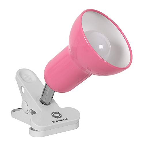 RONG&LAN Desk lamp,360° Rotation Clip on Lamp Portable Book Reading Light,Clamp on Desk/Table/Bunk Bed/Cupboard Home Lighting, (Seven Colors for Your Choice) Pink - Image 1