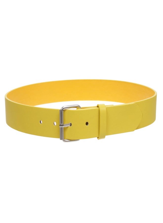 Beltiscool Kids or Extra Small Size Snap On Plain Leather Belt, Yellow | s - 24" - Image 3