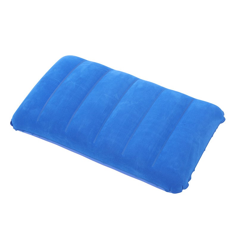 PVC Flocked Inflatable Nap Pillow for Camping Sapphire Blue 