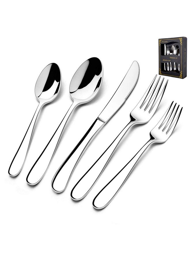 HaWare HaWare 60-Piece Heavy Silverware Set, Premium Grade Stainless Steel Flatware Cutlery Set, Modern and Elegant Design for Home| Restaurant| Wedding, Mirror Polished and Dishwasher Safe(Raindrop)  - Image 1