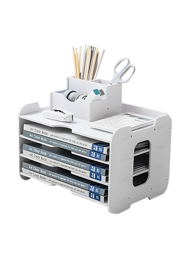 Desk Organizer 4-Tier,Desk Letter Tray Set, Stackable Desk Organizer for Books, Magazines, Folders, A4 Size File Paper, Notes, Pens,Office Supplies Storage and Desk Accessori - Image 1