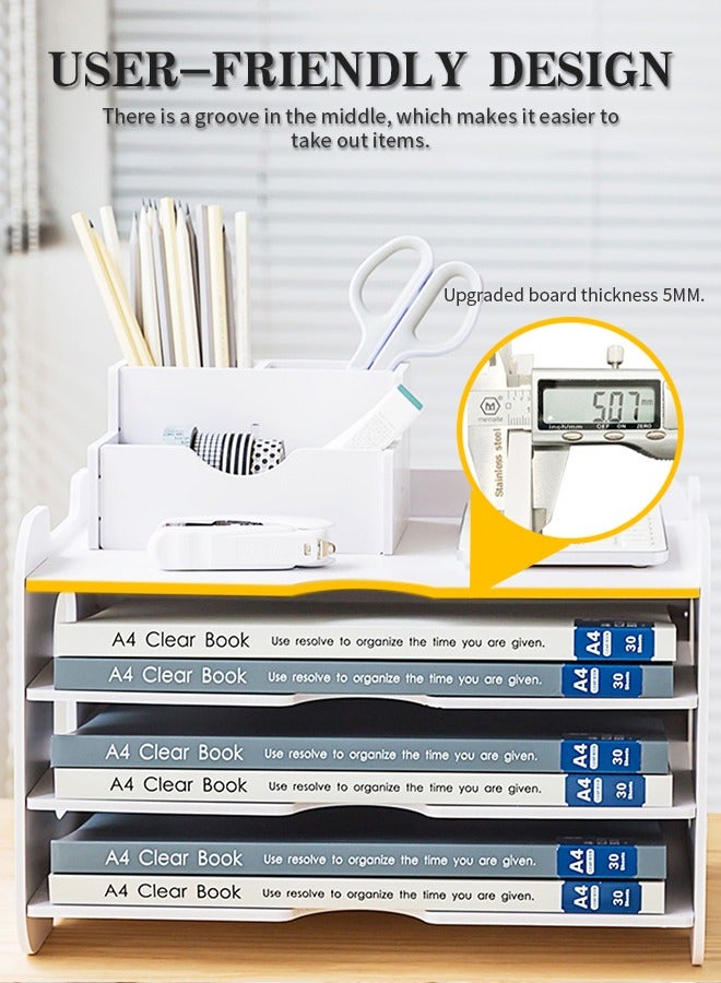 Desk Organizer 4-Tier,Desk Letter Tray Set, Stackable Desk Organizer for Books, Magazines, Folders, A4 Size File Paper, Notes, Pens,Office Supplies Storage and Desk Accessori - Image 4