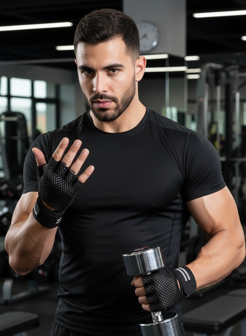 maffick Professional Gym Workout Gloves with Extended Wrist Support - Anti-Slip Honeycomb Silicone Palm & Breathable Mesh - Heavy Duty Weightlifting, Cycling & Fitness Exercise Gloves for Men & Women - Image 3