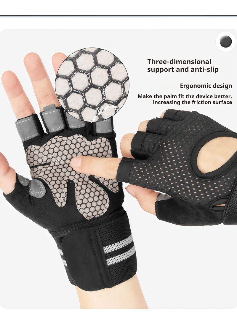 maffick Professional Gym Workout Gloves with Extended Wrist Support - Anti-Slip Honeycomb Silicone Palm & Breathable Mesh - Heavy Duty Weightlifting, Cycling & Fitness Exercise Gloves for Men & Women - Image 2