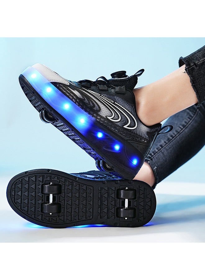 إسكدنيا تزلج للأطفال LED بعجلتين لامعتين، أحذية تزلج أنيقة ولامعة مزودة بعجلات وأخمص متوهج مع مشبك دوار سهل للارتداء للأطفال. - Image 4