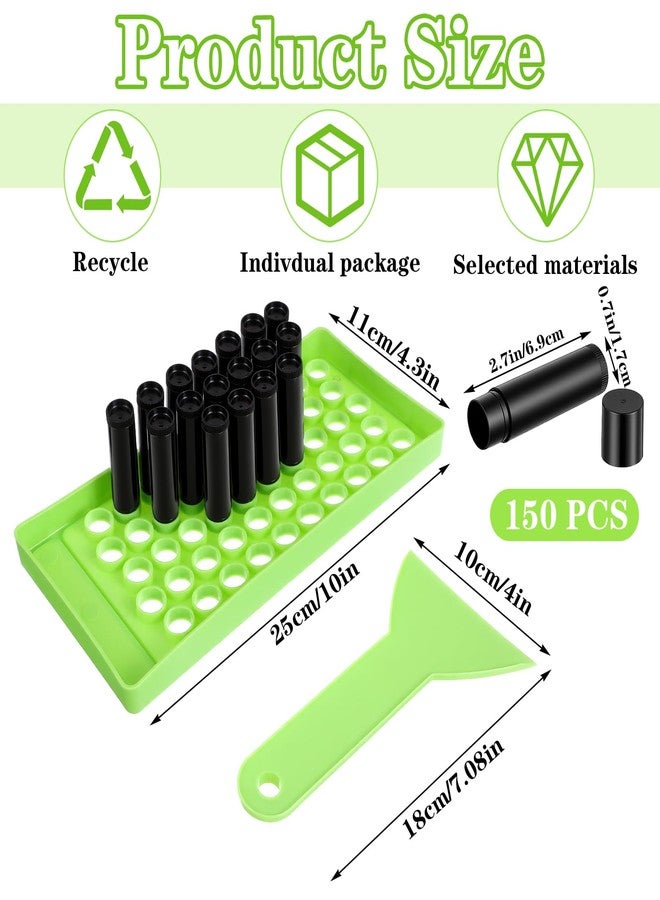 Caeuiciw 150 Packs Black Plastic Lip Balm Tubes 5ml/5g Black Lip Balm Containers, Tubes Empty with Filling Tray and Spatula, Rotating Type Refill Lips with Cap for DIY - Image 2