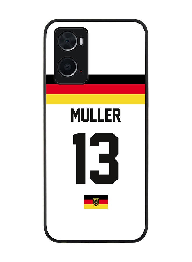Stylizedd Rugged Black edge case for Oppo A96 4G/A36/A76 Slim fit Soft Case Flexible Rubber Edges Anti Drop TPU Gel Thin Cover - Football Team - Germany Player Name - Muller - Image 1