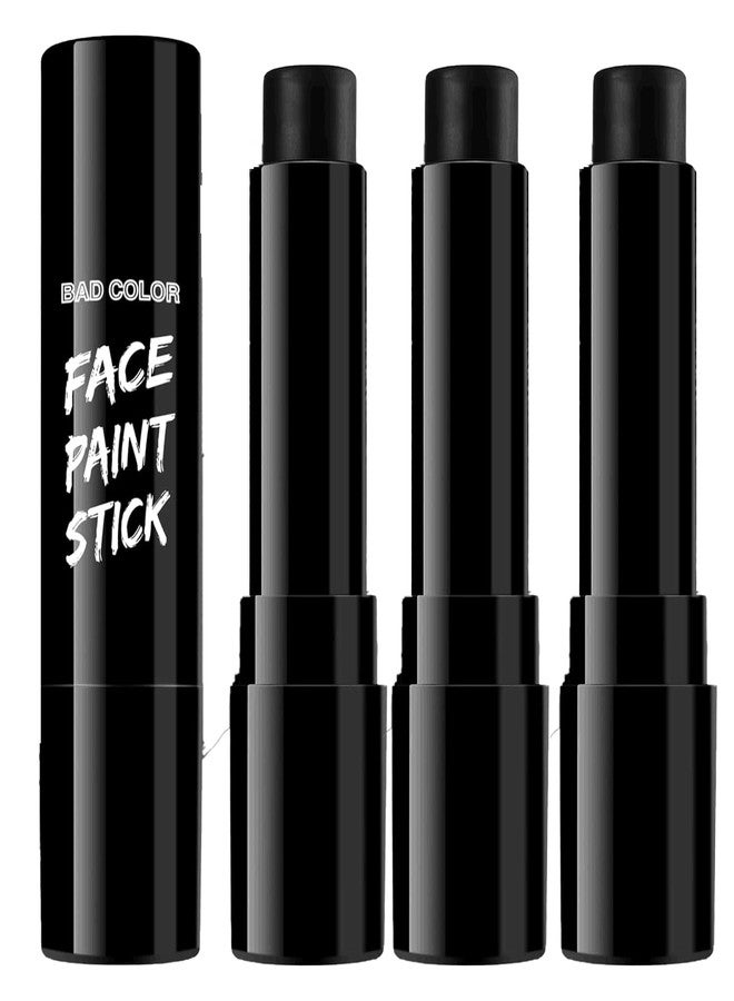BADCOLOR مجموعة BADCOLOR المكونة من 3 قطع من أقلام طلاء الوجه والجسم السوداء للبالغين، أقلام سوداء غير سامة ومضادة للحساسية للعينين، مثالية للهالوين والبيسبول والسوفتبول وكرة القدم الأمريكية واللاكروس وكرة القدم والهوكي - Image 1