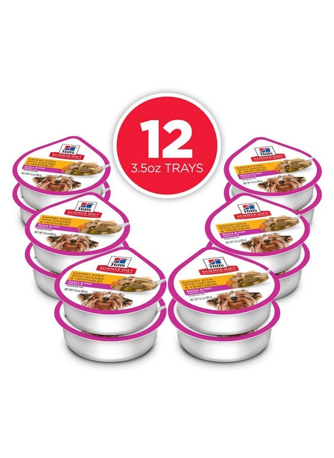 Hill's - Hill's Science Diet Adult Small Paws Savory Stew Chicken & Vegetables Canned Dog Food, 3.5 oz., Case of 12 - Image 1