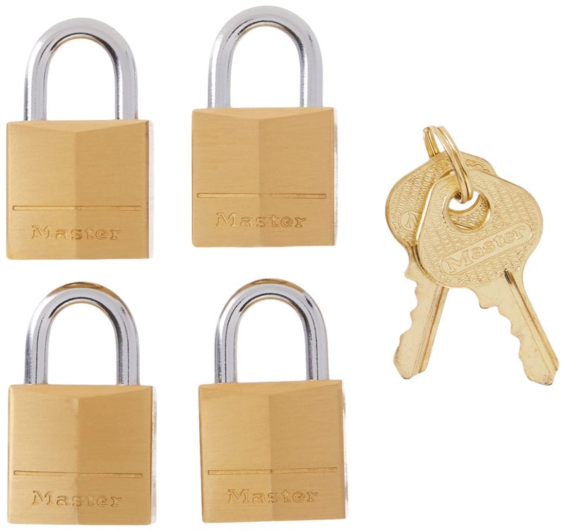 Master Lock Padlock Solid Brass Lock 34 in Wide 120Q Pack of 4Keyed Alike