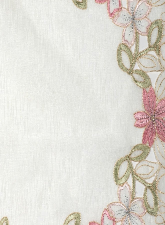 MONKDECOR (O.F) Tissue Cutwork 08136 Centre Table Runner (Size-16x33 Inches) Pink Color - Image 3