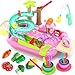 flybakiz Play Sink Toy with Running Water 4 in 1 Kitchen Sink Toy with Cutting Food Toys SetToddlers Montessori Educational Pretend Play Kitchen Toy with Magnetic Floating Pool Fishing Toy for Girls Ages 3 - Image 2