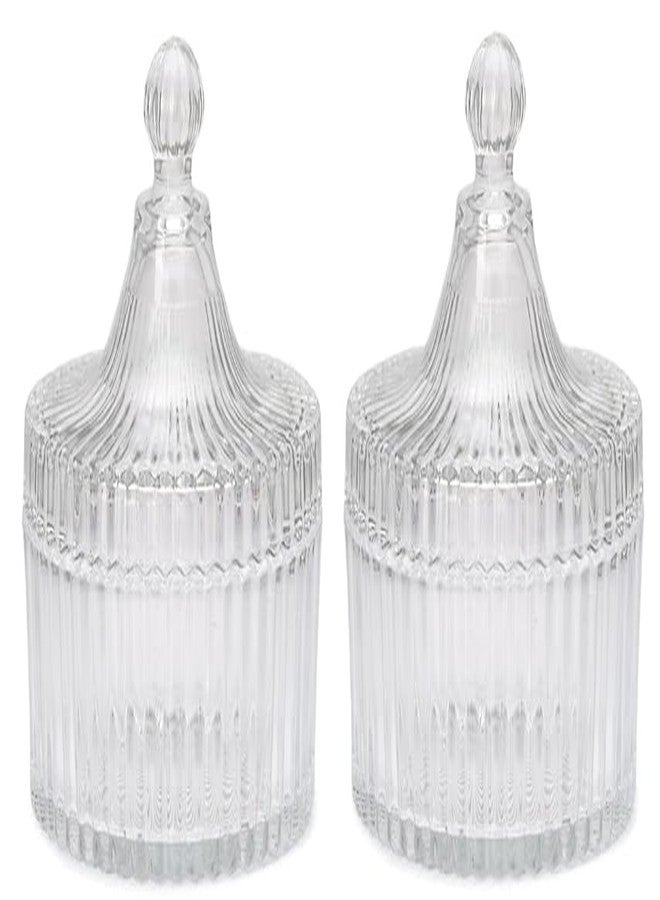 1st Time Stylish & Clear Candy Jar for Candy, Cookies, Dishes and Biscuit, Pack of 2, 300 Ml, 10 X 10 X 12 CM - Image 1