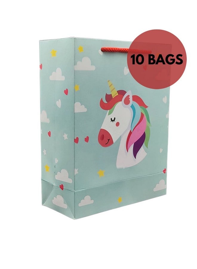 Arrow Paper Products Rainbow Unicorn Printed Gift Bags For Gifting | Weddings | Birthday | Holiday Presents (Size 9 X 7 X 3 Inch | Pack Of 10), Multicolor - Image 2