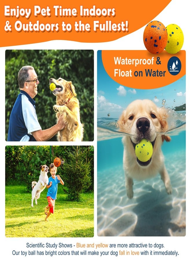 auomii Dog Balls Indestructible Tennis for Dogs Durable Bouncy Dog Toy for Aggressive Chewers Interactive Dog Toys for Water Toy Fetch Balls 2 Pack - Image 3