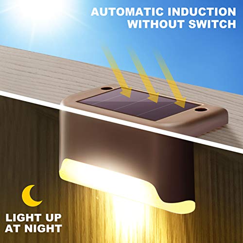 DenicMic 16 Pack Solar Deck Lights Outdoor Waterproof 4000K Warm White LED for Step Fence Patio Yard Stair Balcony Railling Outside Deck Lighting - Image 5