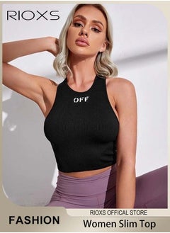 RIOXS Women Sleeveless Tops Yoga Tank Tops Slim Fit Running Exercise Workout Short Top  - Image 4