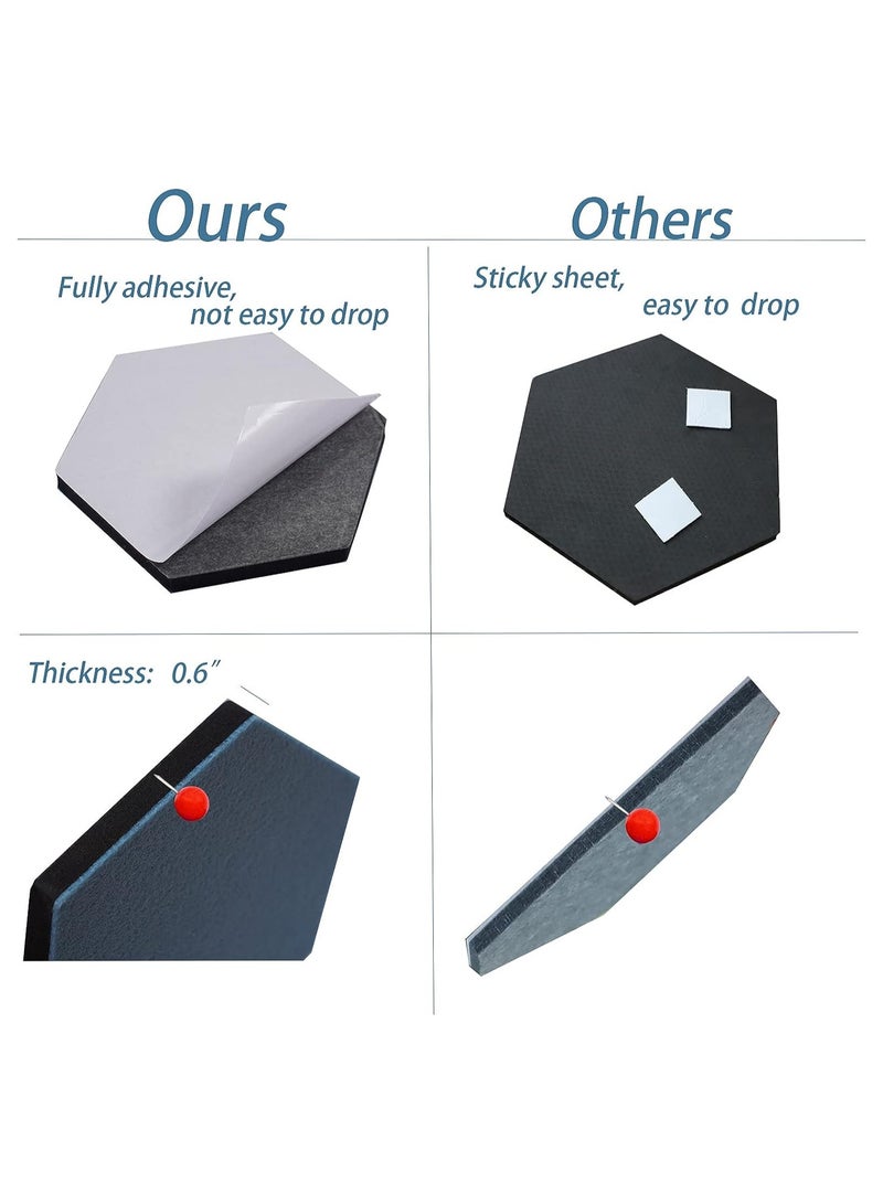 8 Pcs Hexagon Self Adhesive Felt Bulletin Boards with Push Pins Perfect for Photos Memos and Wall Decor Color B - Image 1
