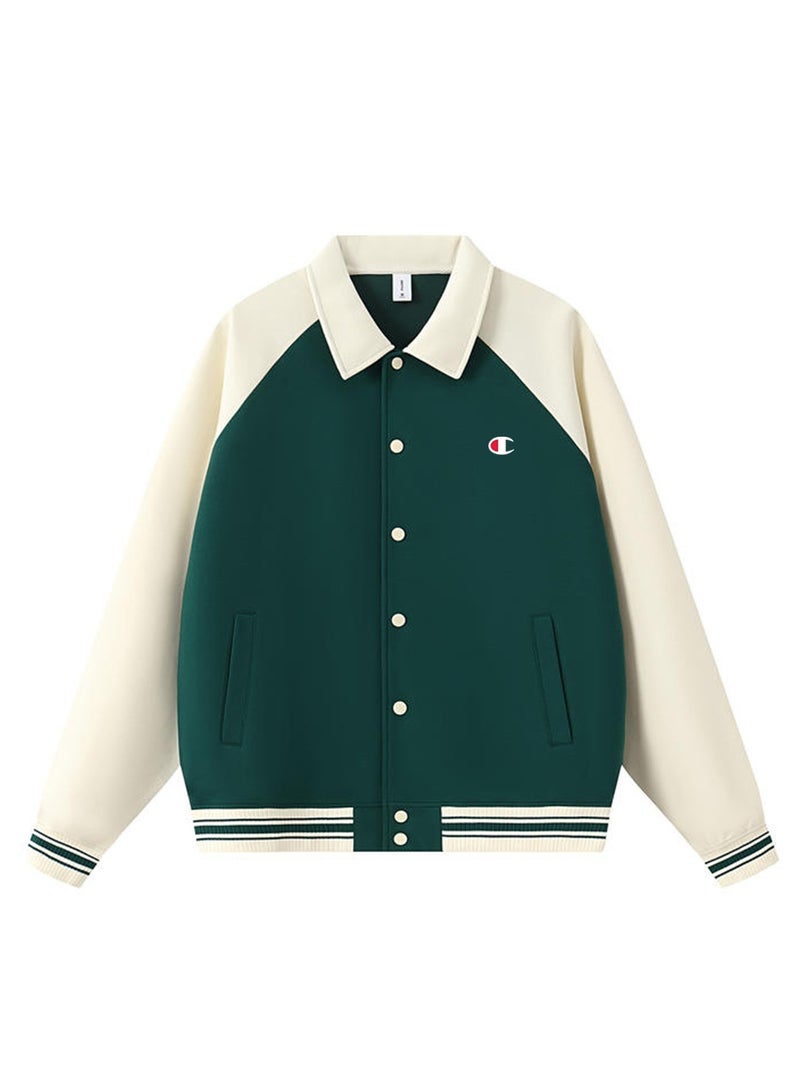 Champion Color-Block Lapel Collar Contrast Baseball Jacket - Image 3