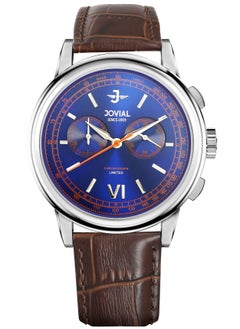 Jovial JOVIAL 9180GSLC34E Men's Leather strap Watch, 42mm, Blue Dial  - Image 1