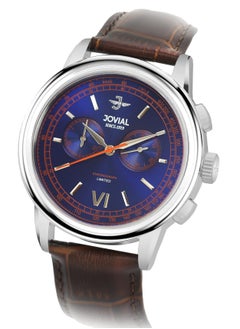 Jovial JOVIAL 9180GSLC34E Men's Leather strap Watch, 42mm, Blue Dial  - Image 2