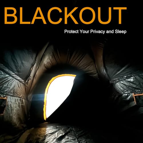 HREFEU Pickup Truck Blackout Tent Portable Truck Bed Tent for Camping Waterproof PU2000mm Double Layer for 2 Person Compact and Full Size Regular Bed Long Bed Black - Image 3