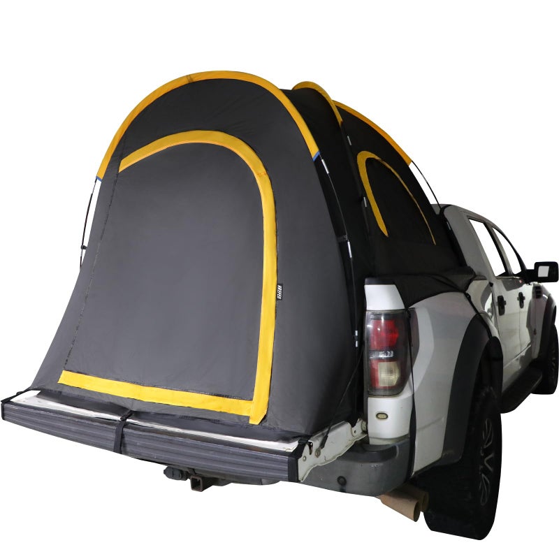 HREFEU Pickup Truck Blackout Tent Portable Truck Bed Tent for Camping Waterproof PU2000mm Double Layer for 2 Person Compact and Full Size Regular Bed Long Bed Black - Image 2