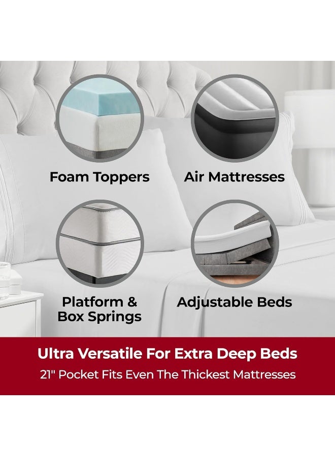 Mellanni Extra Deep Full Sheets - 4 PC Iconic Collection Bedding - Hotel Luxury, Ultra Soft, Cooling Bed Sheets - Wrinkle, Fade, Stain Resistant (Full, Light Gray) - Image 2