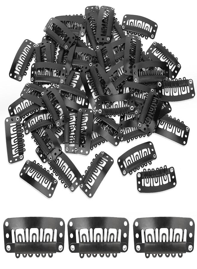 DORMITORRY Alligator Hair Extension Clips - Hair Extension Wig Snap Clips Comb, Small Snap Wig Accessories Clips for Women, Hair Extensions DIY, Juda Pin, Bun Pin, Non-slip Wig Clips, 10 pcs - Black - Image 1