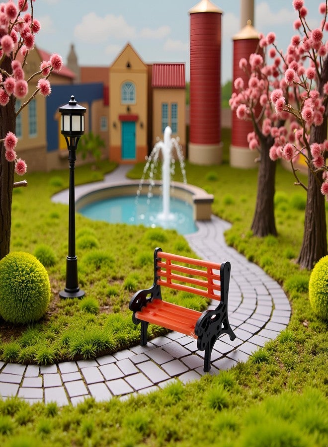 Tnyvm 2Pcs Brown Miniature Park Bench Set, Street Seats and Garden Ornaments for Dollhouse and Fairy Garden Decor, Mini Bench Chairs for Train Platform, Playhouse, and Micro Landscape Decoration (1.1Inch) - Image 2