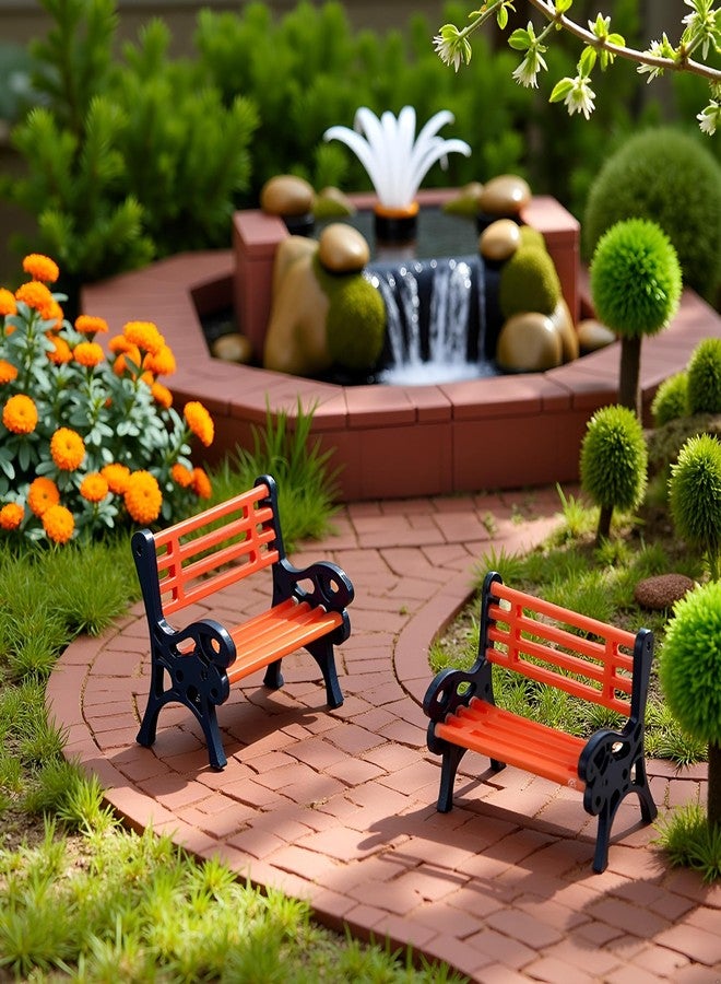 Tnyvm 2Pcs Brown Miniature Park Bench Set, Street Seats and Garden Ornaments for Dollhouse and Fairy Garden Decor, Mini Bench Chairs for Train Platform, Playhouse, and Micro Landscape Decoration (1.1Inch) - Image 4