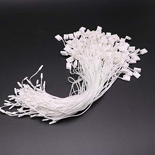 LGEGE 300Pcs 7-inch White Hang Tag Nylon String Snap Lock Pin Loop Fasteners Hook Ties - Image 1