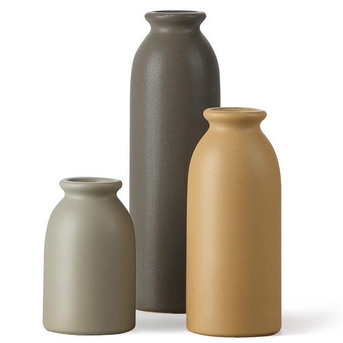 CERAMIC MATTE VASE FOR HOME DECOR MODERN AND MINIMALIST DECORATIVE VASES SET FARMHOUSE DECORLIVING ROOM TABLETOP BOOKSHELF CENTERPIECE DECORATIONBOHO DECORMATTE MULTI