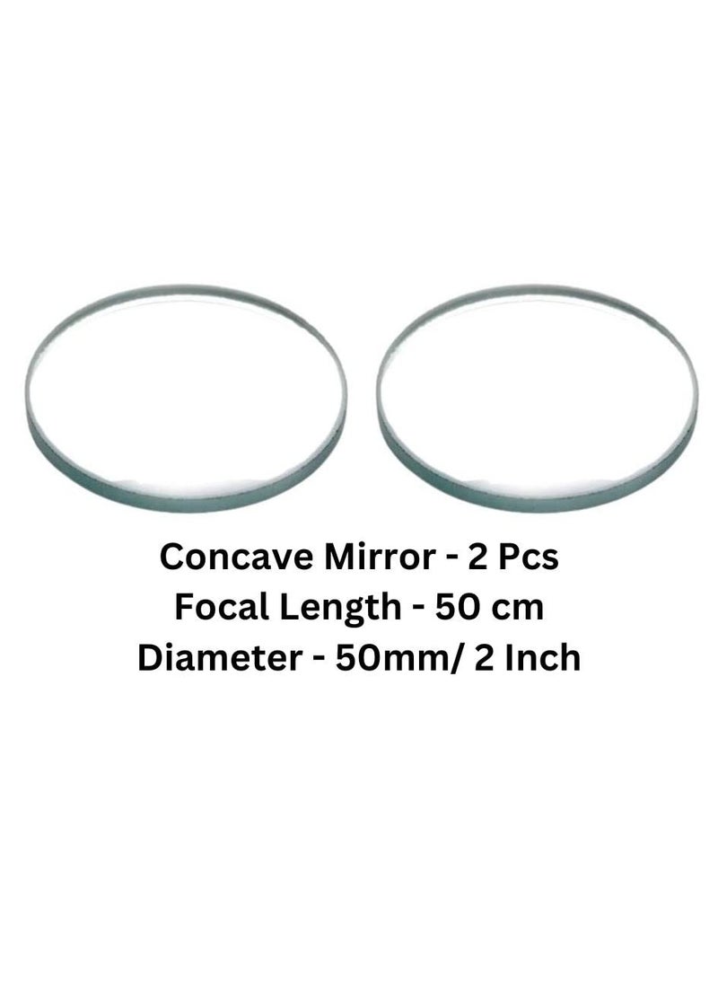 ESPtronics ERH India 2 Pcs Concave Mirror Diameter50 mm Focal Length50 cm for Microscopes Telescopes Magnifying Glasses etc  - Image 2