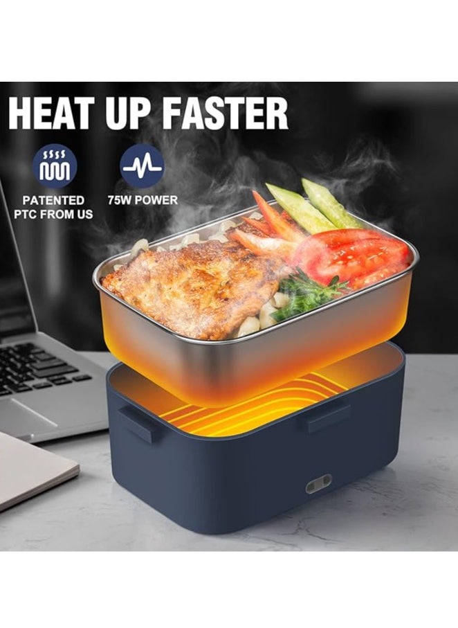General Electric Lunch Box Food Warmer, 75W Portable Leakproof Heating Lunch Box Adult with 1.8L Removable 304 Stainless Steel Container, 12V 24V 220V Electric Lunch Box for Car Truck Home  - Image 2