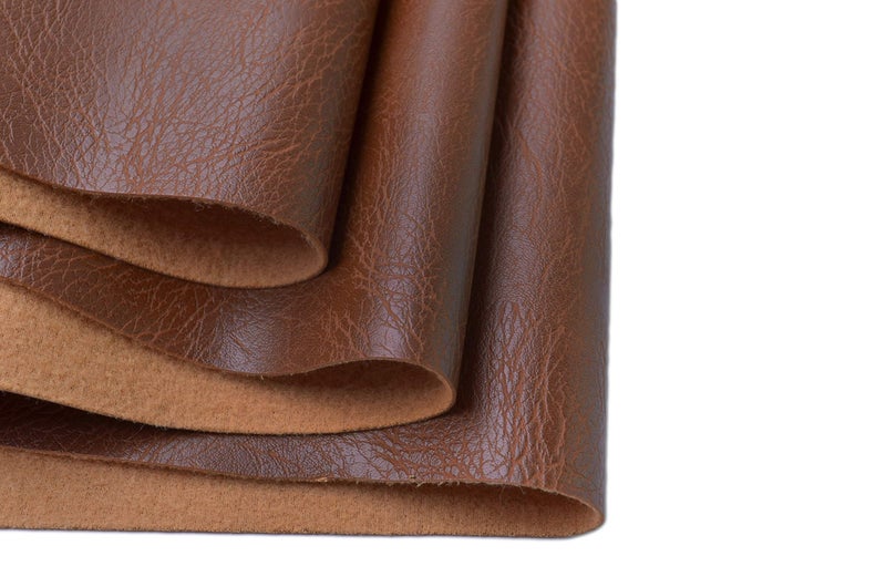 Wento Thick Faux Leather Fabric Soft Skin Grain PU Leather for Furniture Cover Reupholster Sofa Chairs Cushions Vinyl Upholstery (1 Yard, Brown) - Image 3