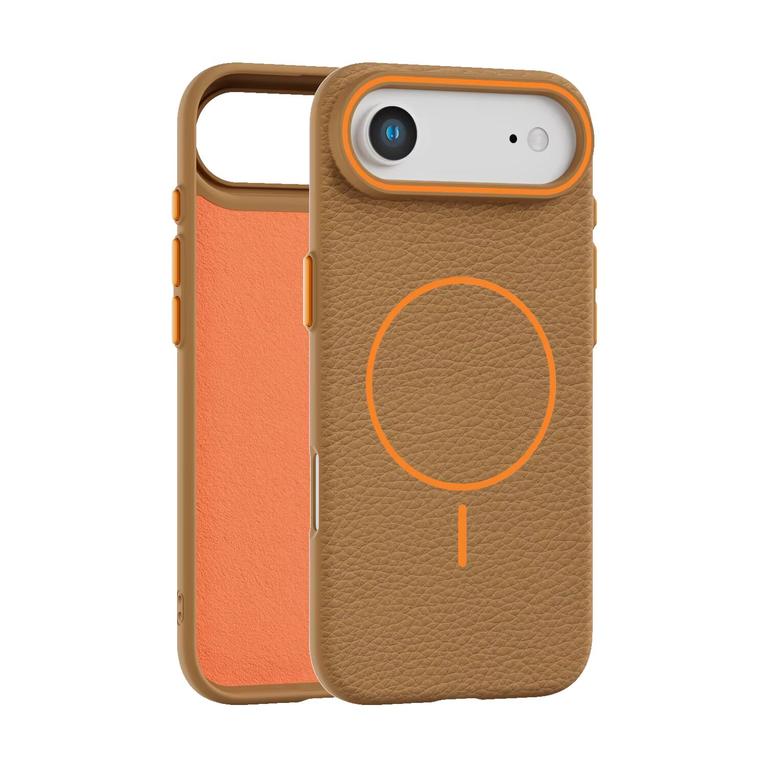 Premium magnetic case 17 air compatible with MagSafe, made of high-quality synthetic leather with a litchi texture and microfiber lining to protect the camera and corners - Image 1