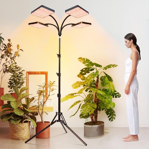 FECiDA 2026 4Head Grow Light with Stand, 100 Watt Power Draw, Bright and Big Coverage Grow Lights for Large Houseplants, Bonsai Tree, 4/8/12/16/20 Hr Timer, 24"-72" Height Adjustable, 360° Gooseneck - Image 3