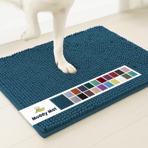 Muddy Mat Super Absorbent Door Mat Indoor Microfiber Quick Dry Chenille Entryway Rug NonSlip Front Door Mat Indoor Mats for Entryway Machine Washable Pet Rug Atlantic Blue 30x19 - Image 1