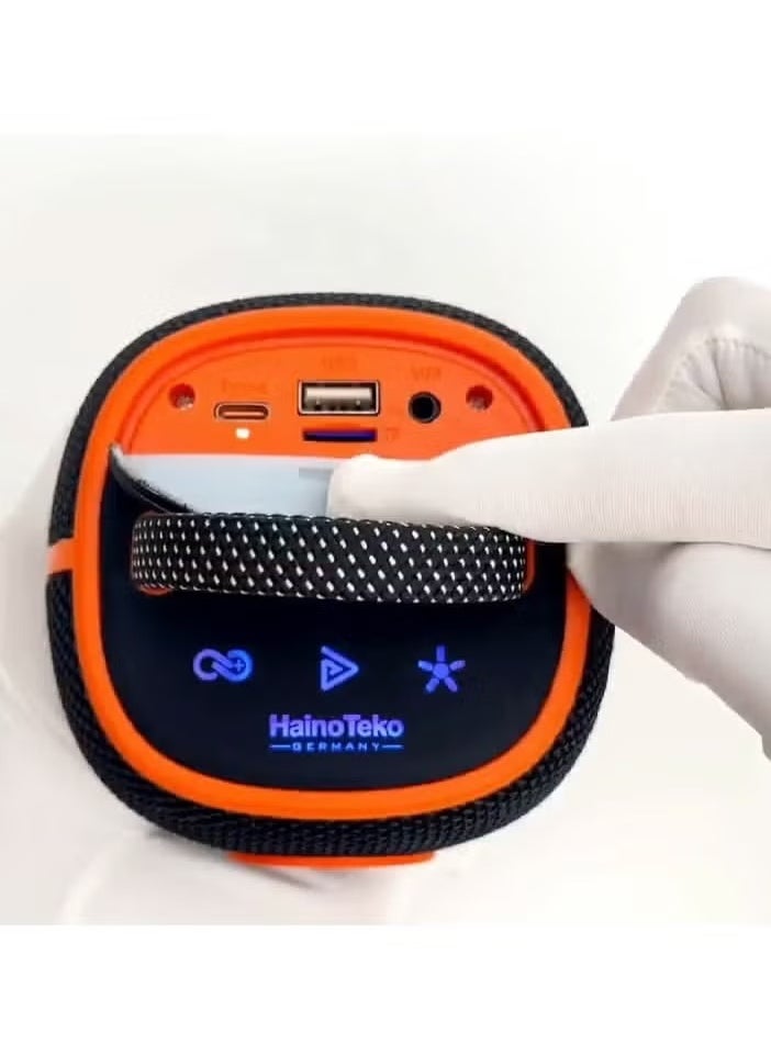 Haino Teko S43 Portable Speaker with Button Control and RGB Color – Compact, High-Quality Sound, Ideal for Indoor & Outdoor Use, Red  - Image 2