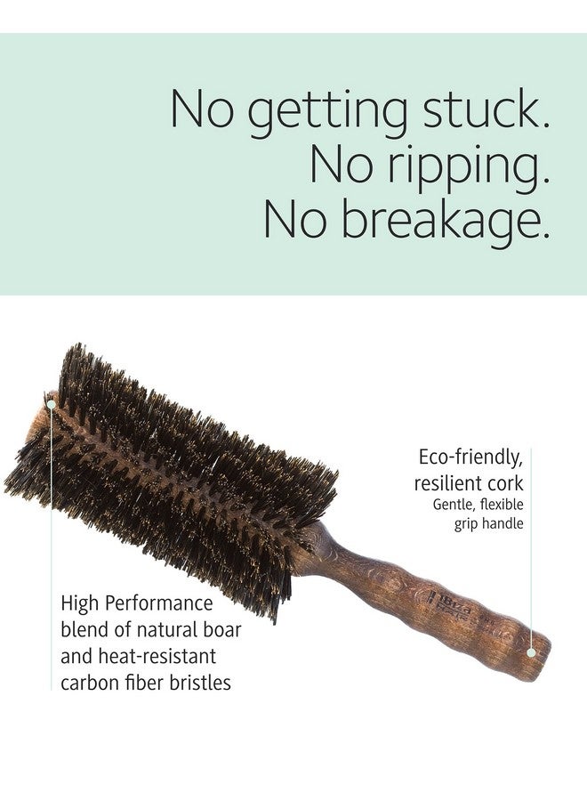 Ibiza Hair Professional Boar Hair Round Brush (H6 80Mm) Hybrid Swirled Boar/Nylon Bristles & Hardwood Handle Create Irregular Curls Or Straight Looks For Course Or Frizzy Hair Add Texture & Shine - Image 3