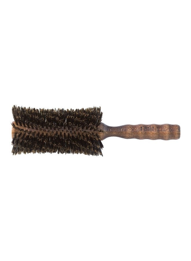 Ibiza Hair Professional Boar Hair Round Brush (H6 80Mm) Hybrid Swirled Boar/Nylon Bristles & Hardwood Handle Create Irregular Curls Or Straight Looks For Course Or Frizzy Hair Add Texture & Shine - Image 1