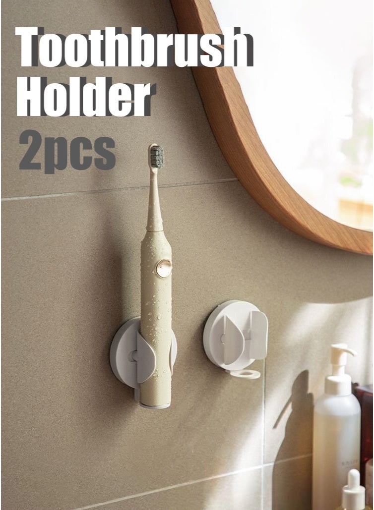 2pcs Universal Electric Toothbrush Holder，Wall Mounted Tooth Brushing Holder for Bathroom，Adhesive Toothbrush Holder,Toothbrush Organizer to Saving Space and Keep Drying  - Image 1