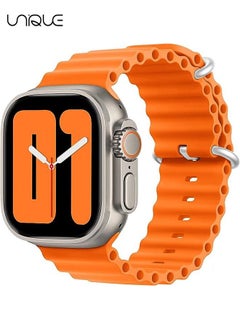 1 Piece Apple Watch Ocean Band 49mm 45mm 44mm 42mm Soft Silicone Loop Strap For I Watch Series Ultra/8/7/SE/6/5/4/3/2/1 Orange