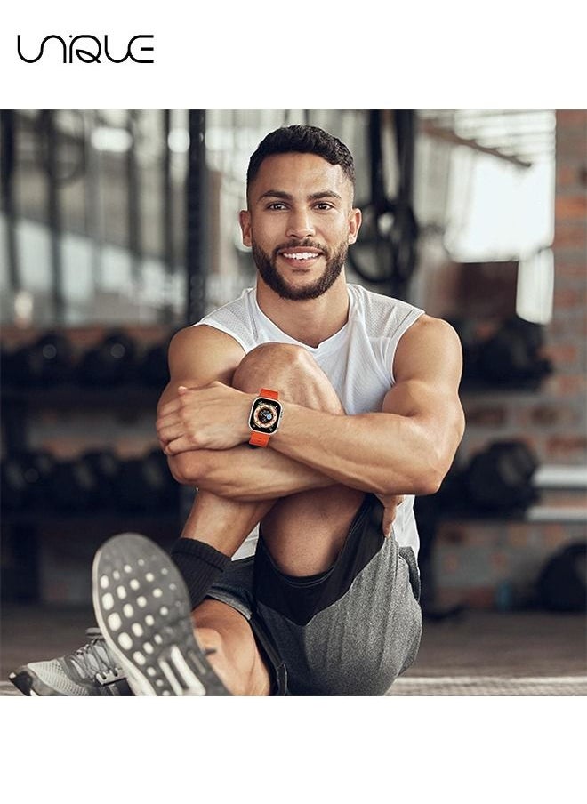 Unique - 1 Piece Apple Watch Ocean Band 49mm 45mm 44mm 42mm Soft Silicone Loop Strap For I Watch Series Ultra/8/7/SE/6/5/4/3/2/1 Orange - Image 1