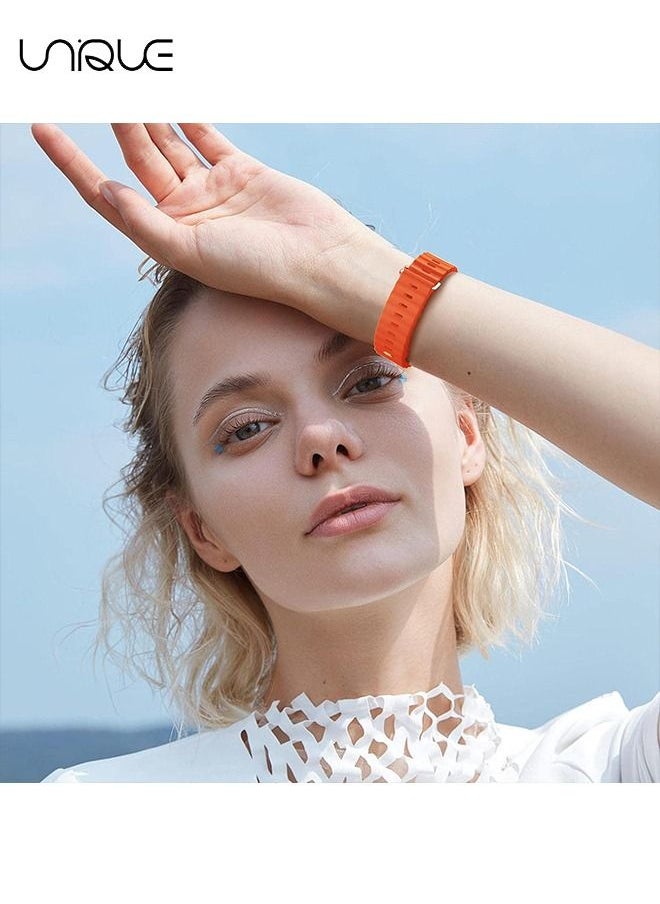 Unique - 1 Piece Apple Watch Ocean Band 49mm 45mm 44mm 42mm Soft Silicone Loop Strap For I Watch Series Ultra/8/7/SE/6/5/4/3/2/1 Orange - Image 1