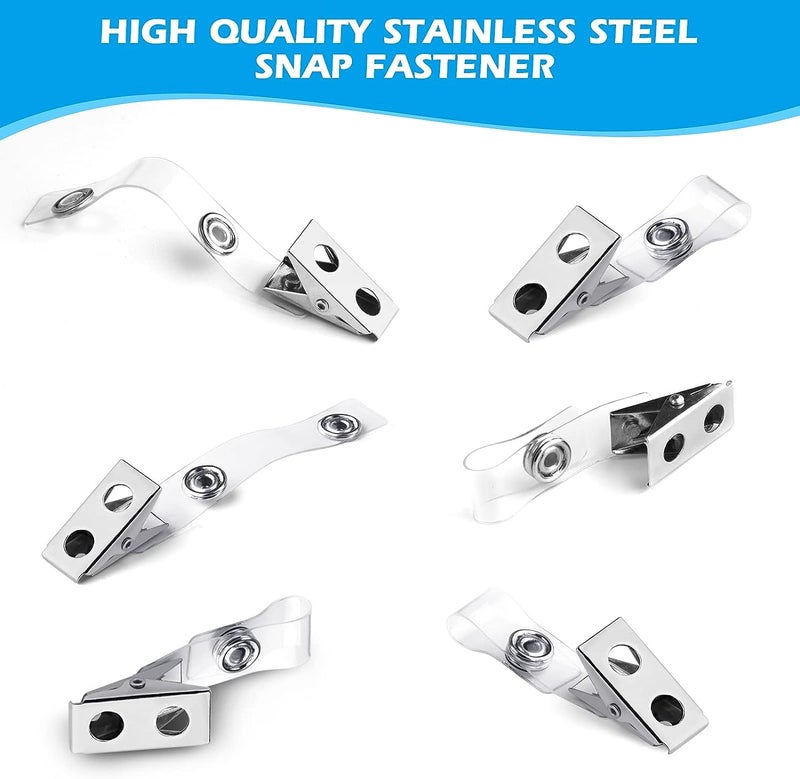 Maileto 30Pcs Metal Badge Clips with Clear PVC Straps, Premium Double Hole Metal Badge Clips for ID Cards, Badge Holders, Name Tags Work Badges - Image 3