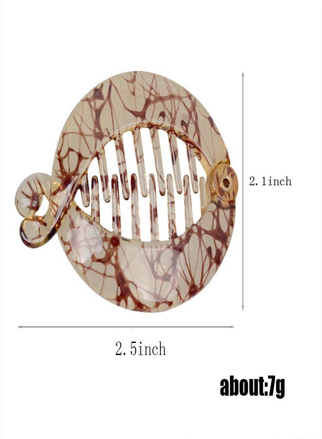 فوداتم 4 قطع مشبك شعر فرنسي صغير على شكل موزة، مشط شعر، حامل ذيل حصان دائري، مشبك شعر عصري متشابك على شكل موزة، مشبك شعر مسطح على شكل سمكة قرش (F#) - Image 2
