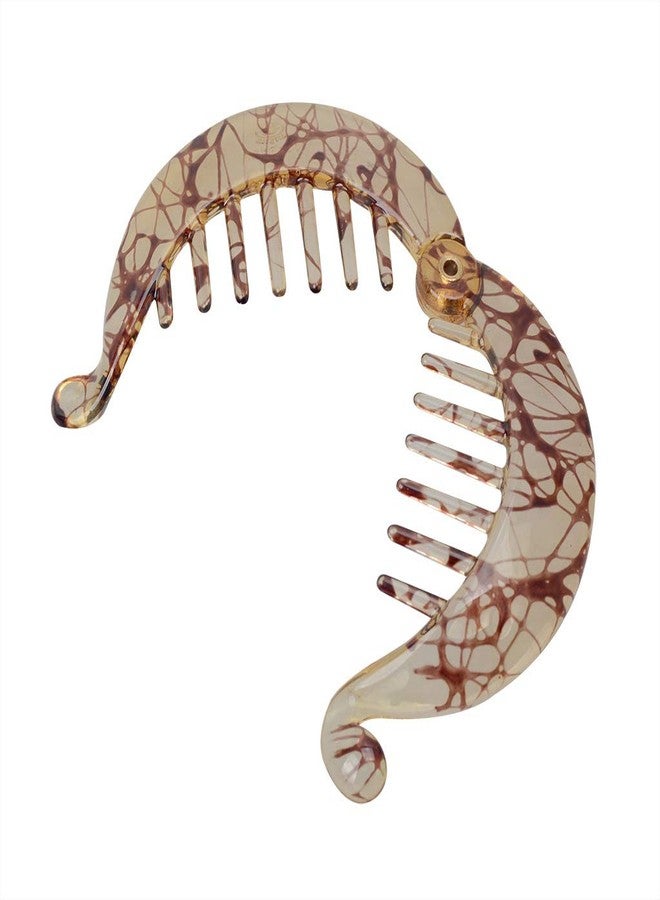 فوداتم 4 قطع مشبك شعر فرنسي صغير على شكل موزة، مشط شعر، حامل ذيل حصان دائري، مشبك شعر عصري متشابك على شكل موزة، مشبك شعر مسطح على شكل سمكة قرش (F#) - Image 4